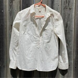 J.CREW OFF WHITE SPECKLED PULLOVER BUTTON UP SHIRT XXS